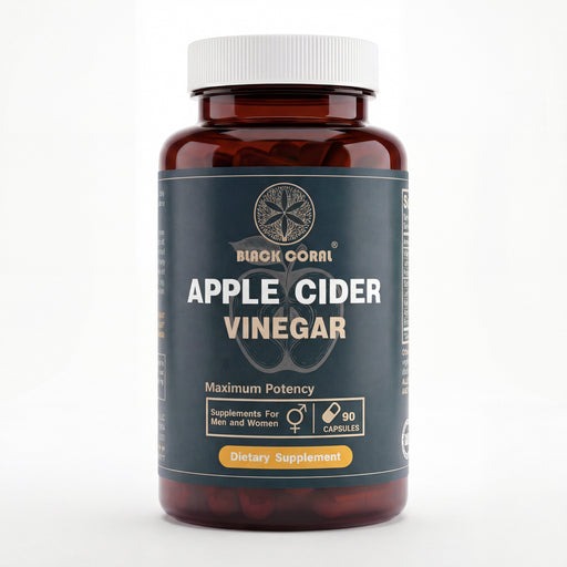 Black Coral Apple Cider Vinegar Capsules bottle front view dietary supplement for digestion and wellness support
