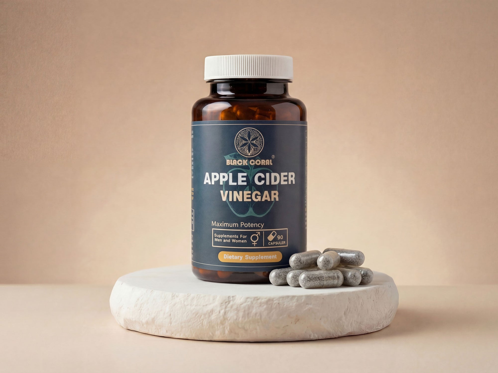 Apple cider vinegar capsules supplement by Black Coral Wellness with natural dietary formula