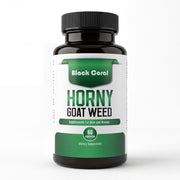 Black Coral Horny Goat Weed capsules bottle front view dietary supplement for energy vitality and daily wellness support