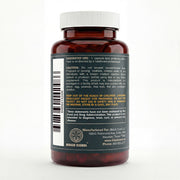 Black Coral Tongkat Ali capsules bottle back view with directions barcode and warning label